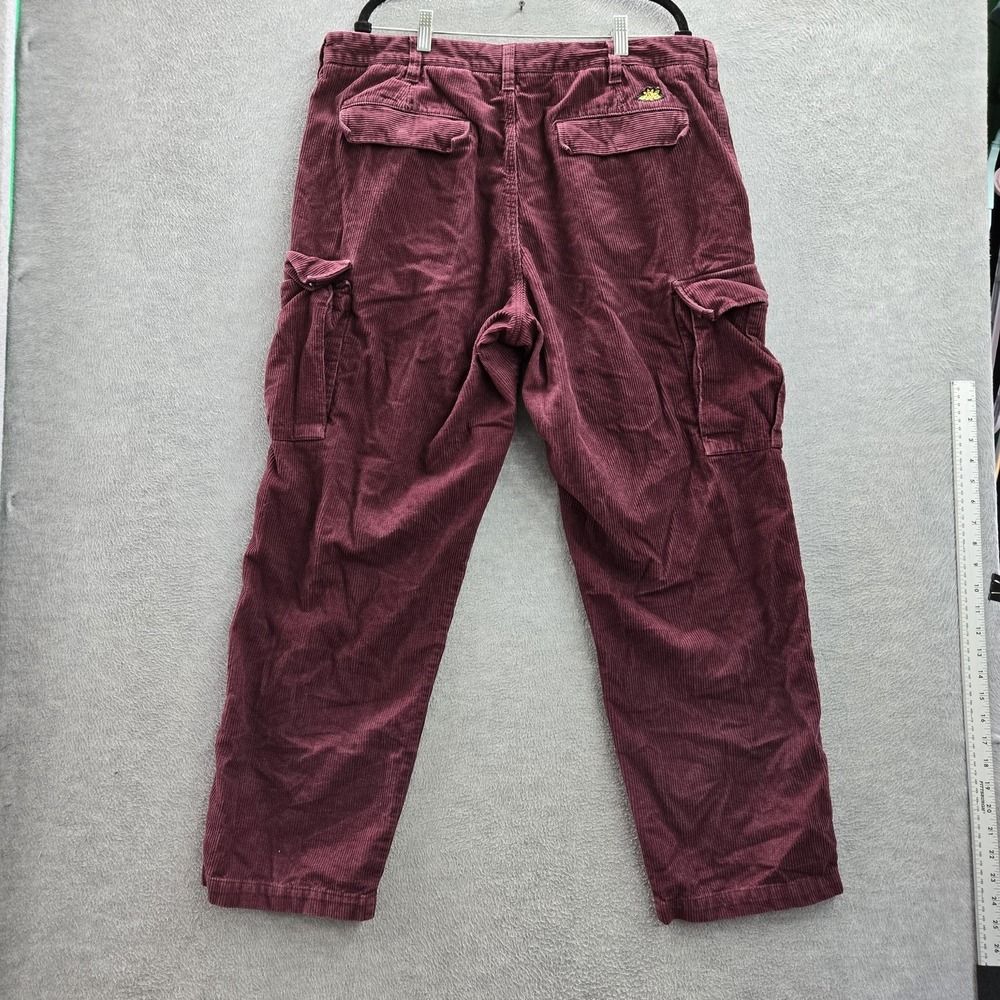Vans Men Pants 38 Red Cargo Corduroy Flower Grunge Baggy Skater Y2K - Picture 13 of 13